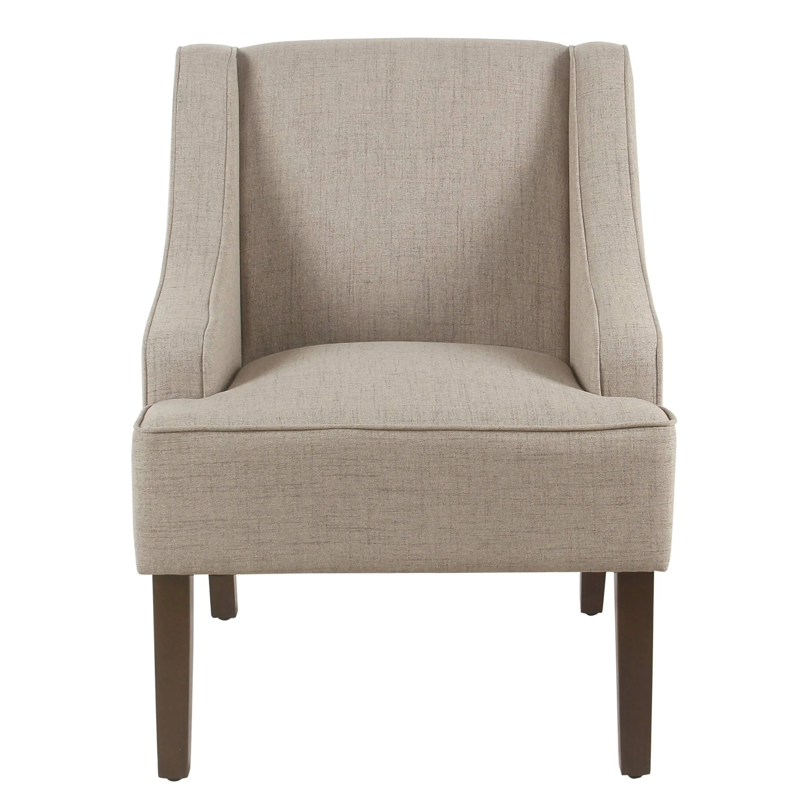 

Swoop Arm Accent Chair Tan Polyester Fabric With Wooden Legs