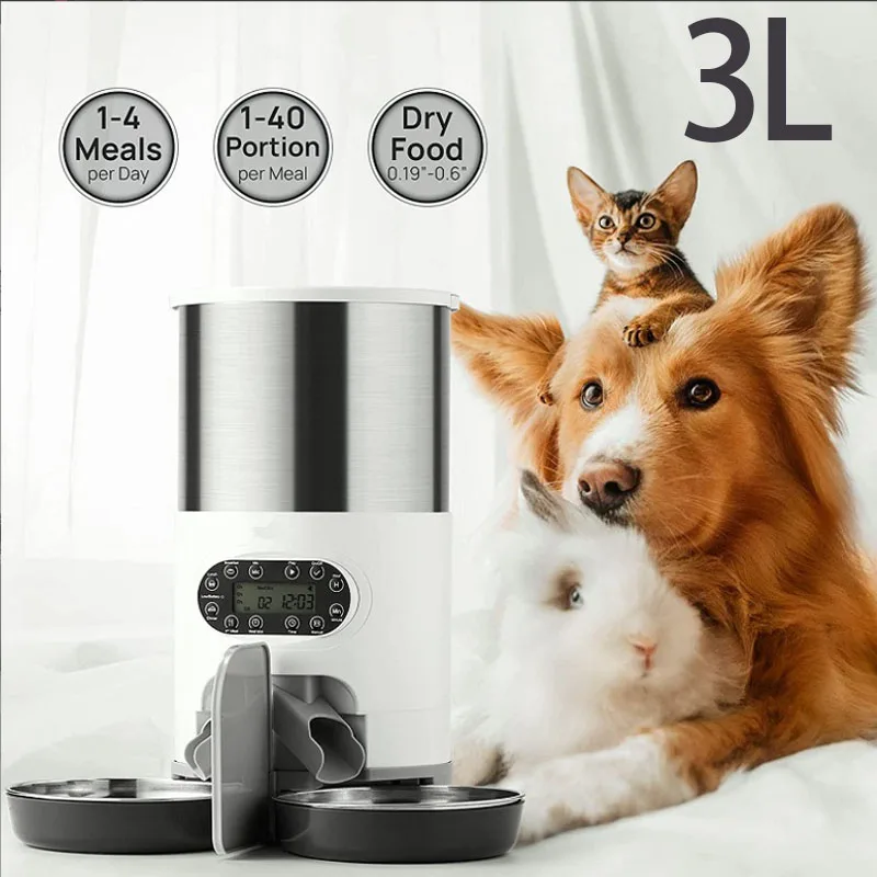 4.5L Automatic Pet Feeder Smart Food Dispenser For Cats Dogs Timer Stainless Steel Bowl Auto Dog Cat Pet Feeding Pet Supplies