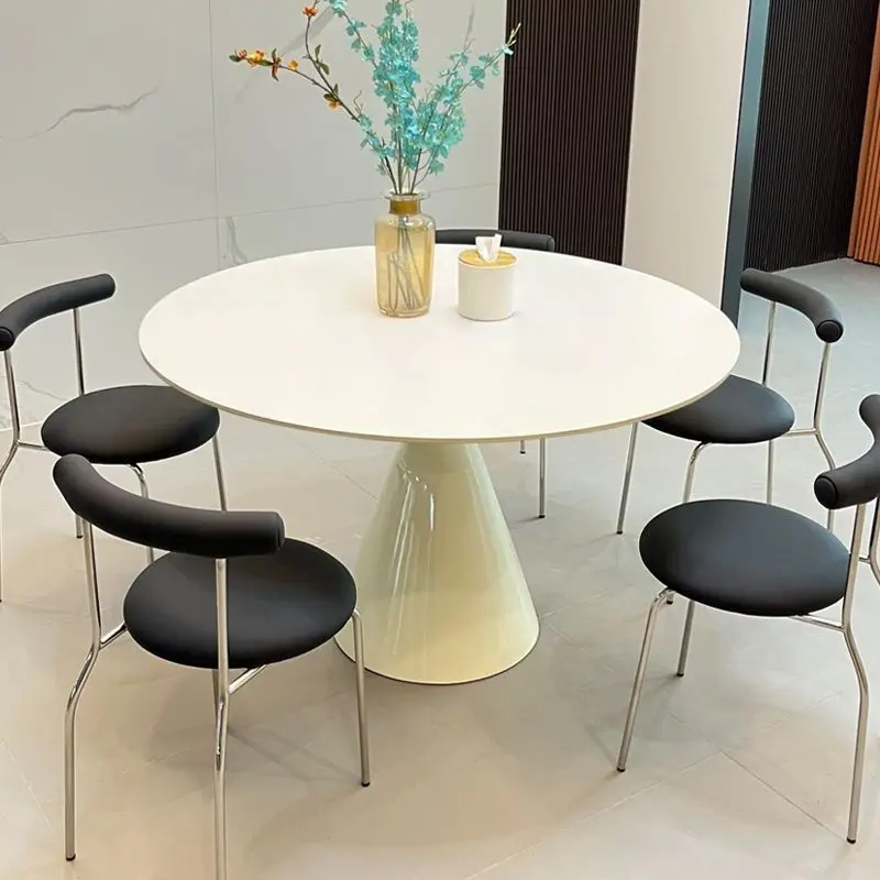 French cream wind pure white rock slab dining table household diningtable and chairs modern simple