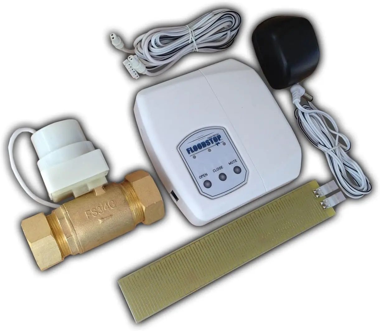 Water Heater Leak Detector Kit with Automatic Water Shut-Off and Visual/Audible Alarms, 3/4