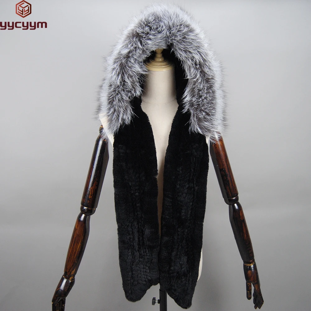 Winter Thick Women 100% Natural Fox Fur Hat Scarves Lady Warm Fluffy Real Rex Rabbit Fur Hat Scarf Luxury Knit Fur Caps Muffler