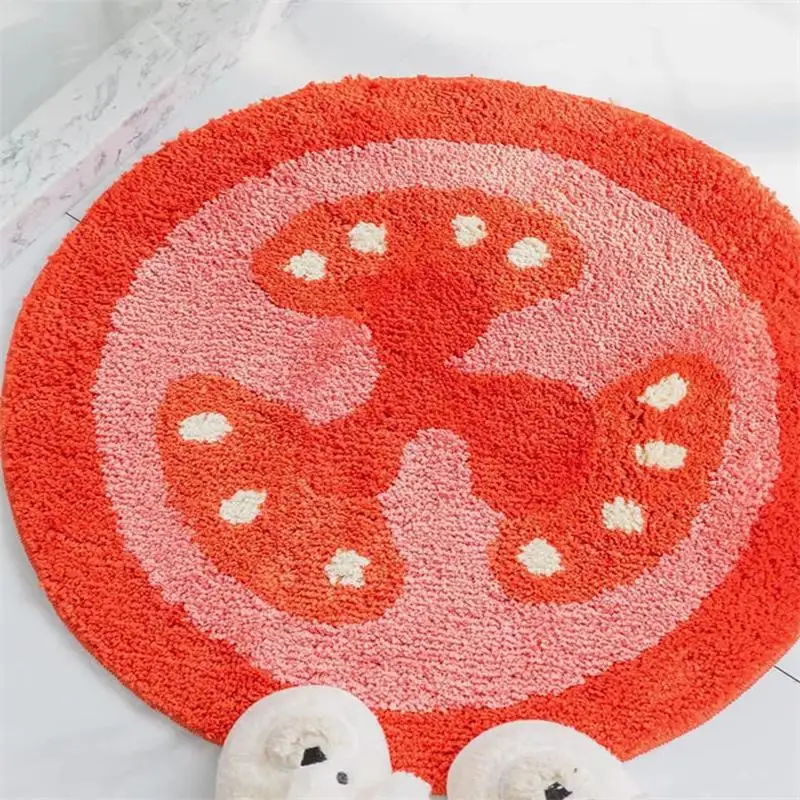 Vegetable Tomato Egg Round Rug Creative Cartoon Kids Room Bedroom Carpet Home Decor Coffee Table Floor Mat Study Chair Area Rug