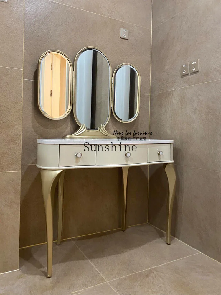 American light luxury beech dresser small apartment with mirror, bedroom princess style