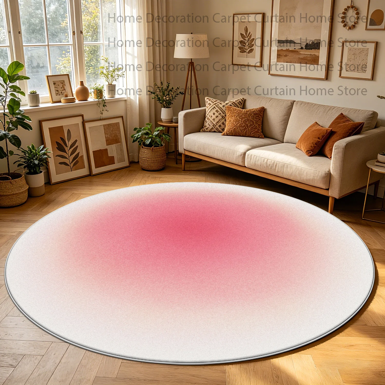 

Pink Nordic Minimalism Gradient Round Carpet Living Room Modern Abstract Big Rug Soft Fluffy Washable Bedroom Decor Floor Mat