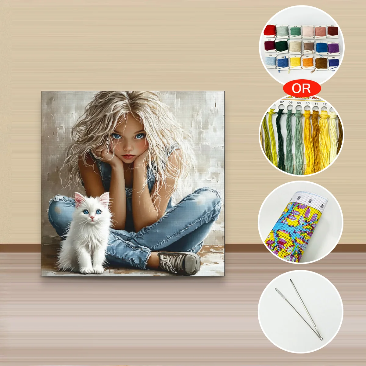 1 Stück 30x30 cm/11,8 Zoll, 11Ct/14Ct Kreuzstich-Set, DIY Valentinstagsgeschenk, Stickerei-Set für Festivals, Porträts – Detail 4