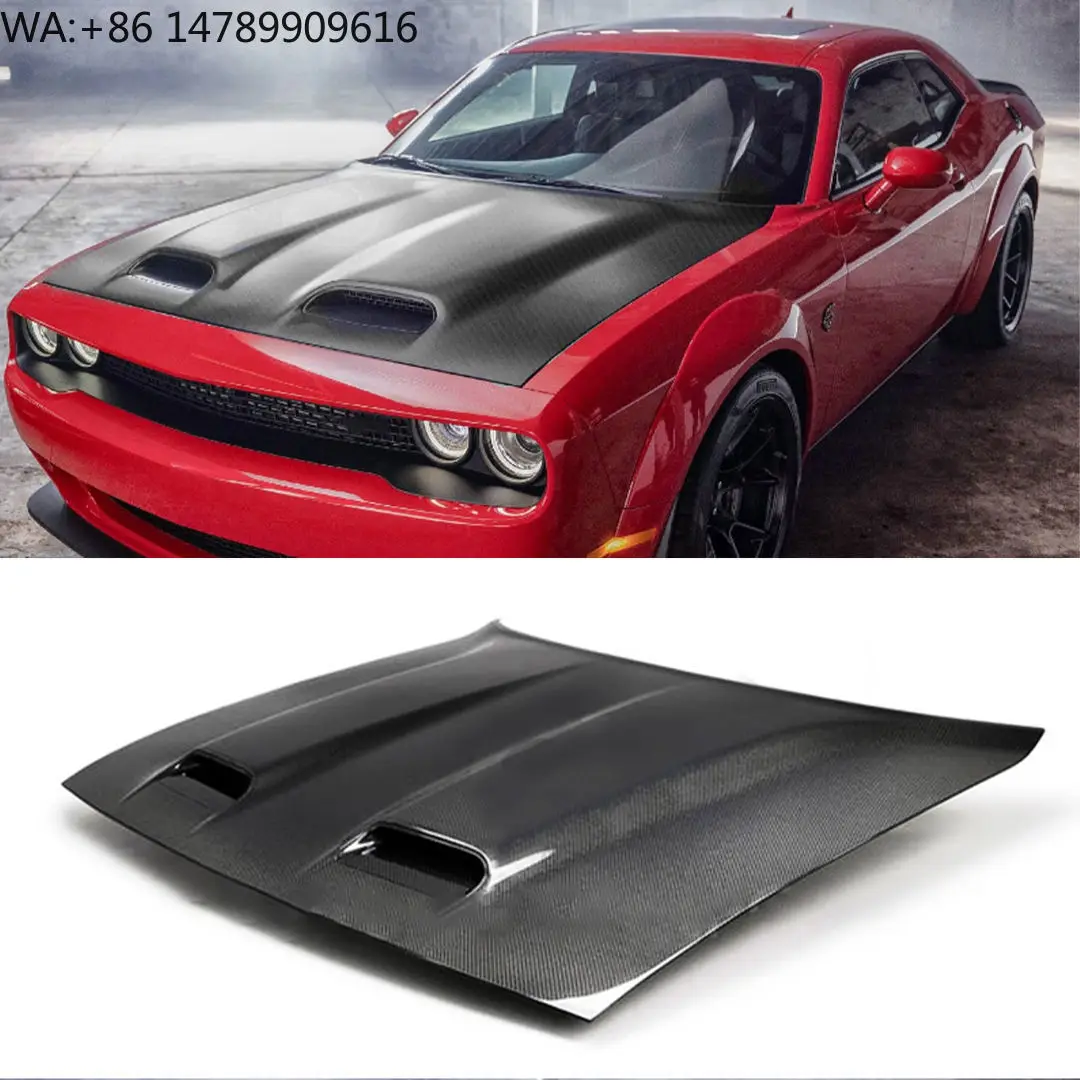 High-end Custom Body Kit For Old-to-New ConversionTwo-Vent Style Challenger Carbon Fiber Hood For Dodge Challenger
