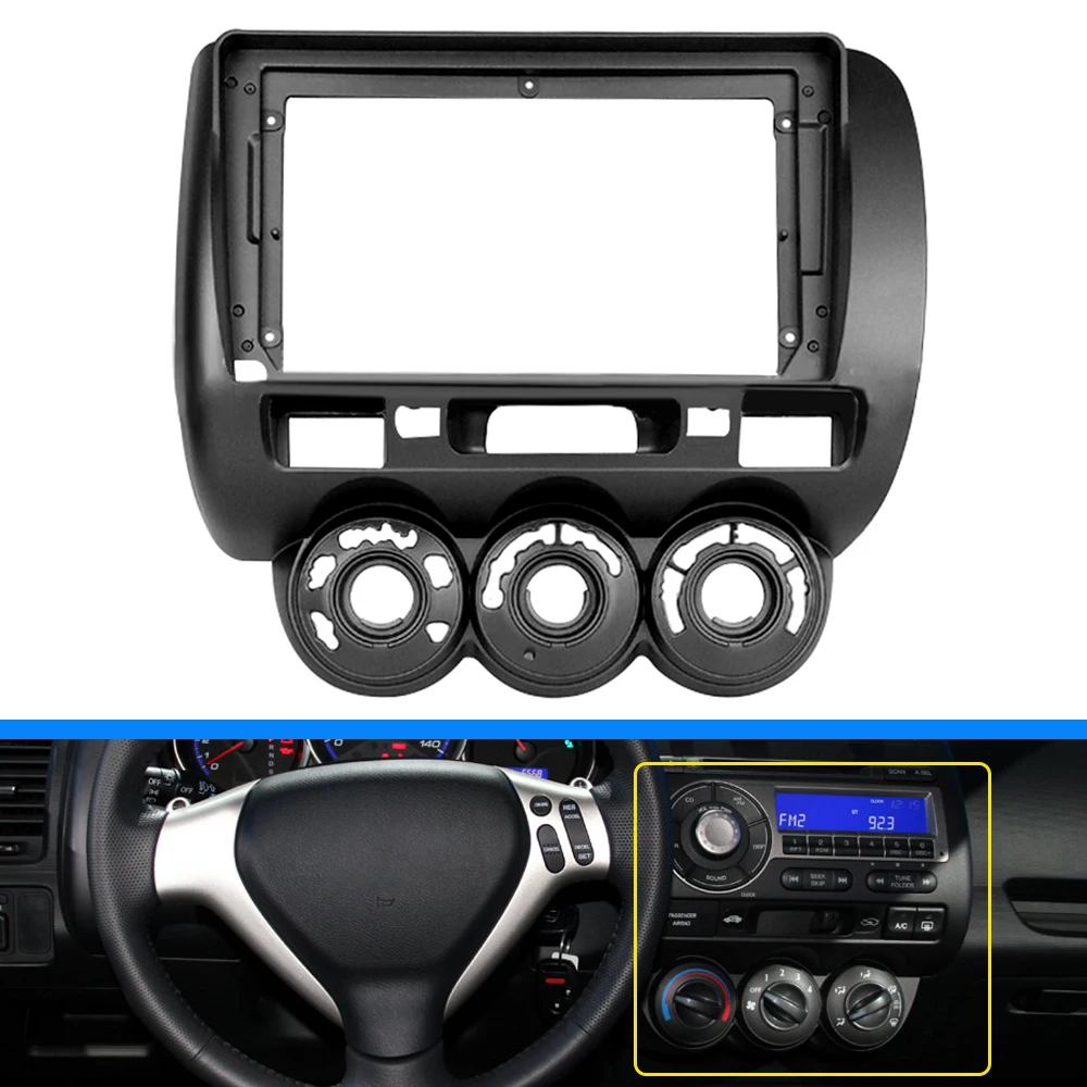 Adaptador de fáscia para quadro de carro, 9 polegadas, para honda city fit jazz 2002-2007, android, rádio, painel de montagem, kit lhd e rhd, acessórios