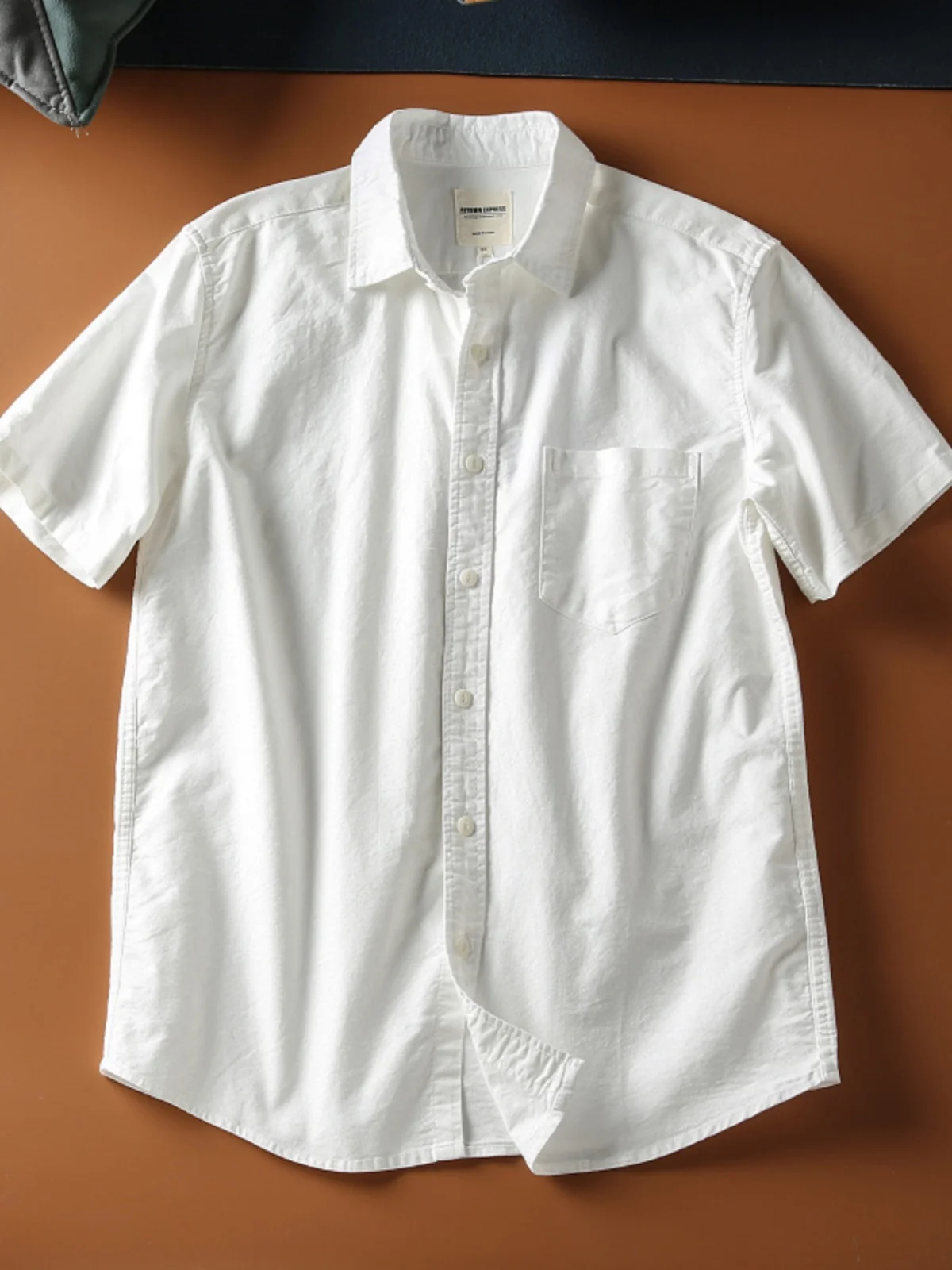 

Summer Men's Ox Cloth irt Loose Casual ort Sve Japanese Sle Vintage Classic Cotton Pure Color arp Collar Tee