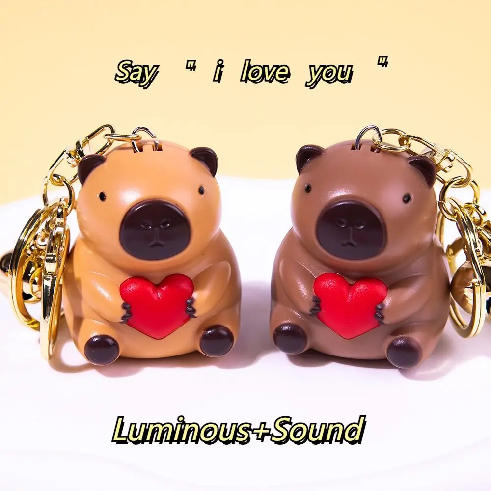 I Love You Capybara Sound Keychain Luminous Vocal Capybara Bag Pendant Cute Glowing Capybara Luminous Keyring Backpack Decor