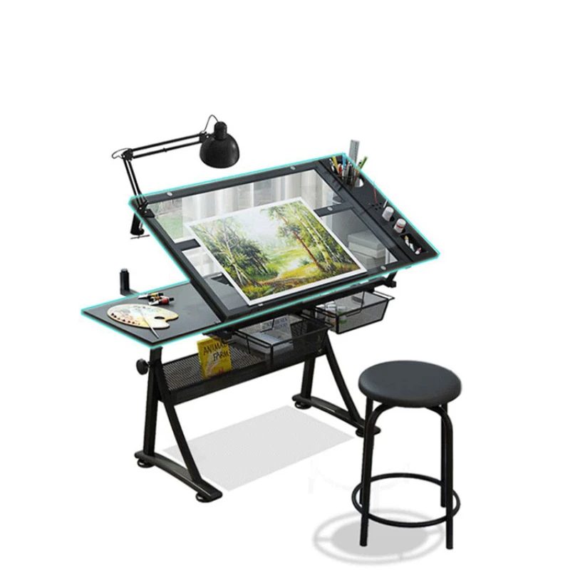 School furniture desk artist A1 drawing table adjustable drafting table with drawer