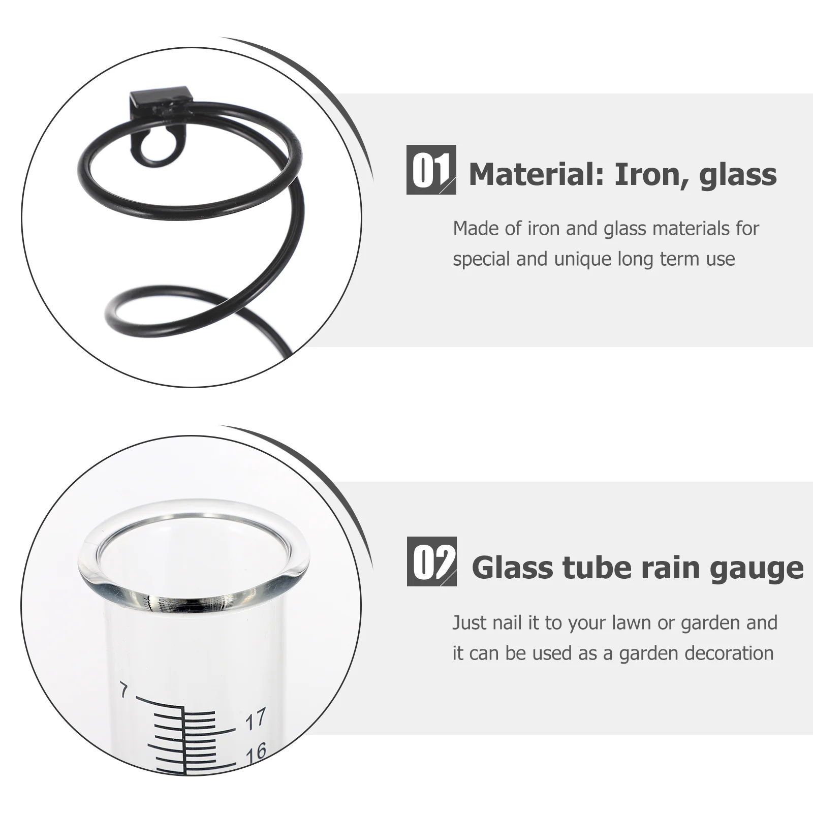 

Outdoor Rain Gauge Garden Iron Spiral Stake Rainfall Measuring Tube Durable Lawn Gauge Device Rain Measurer Garden Managing Tool