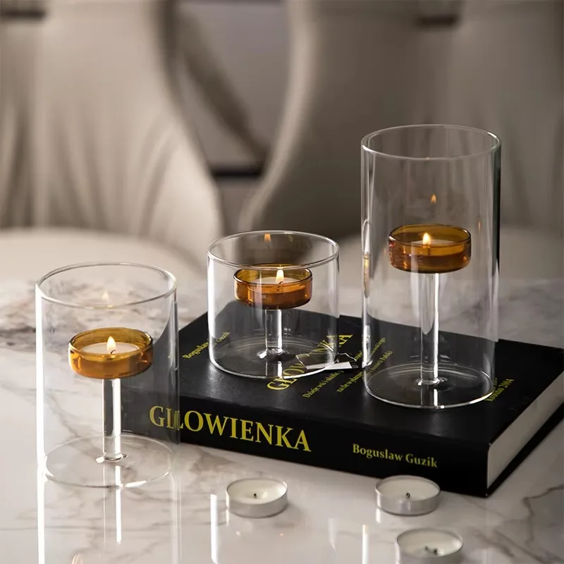European Style Light Luxury Dining Table Candle Holder Candlelight Dinner Prop Romantic Candle Holder Decoration