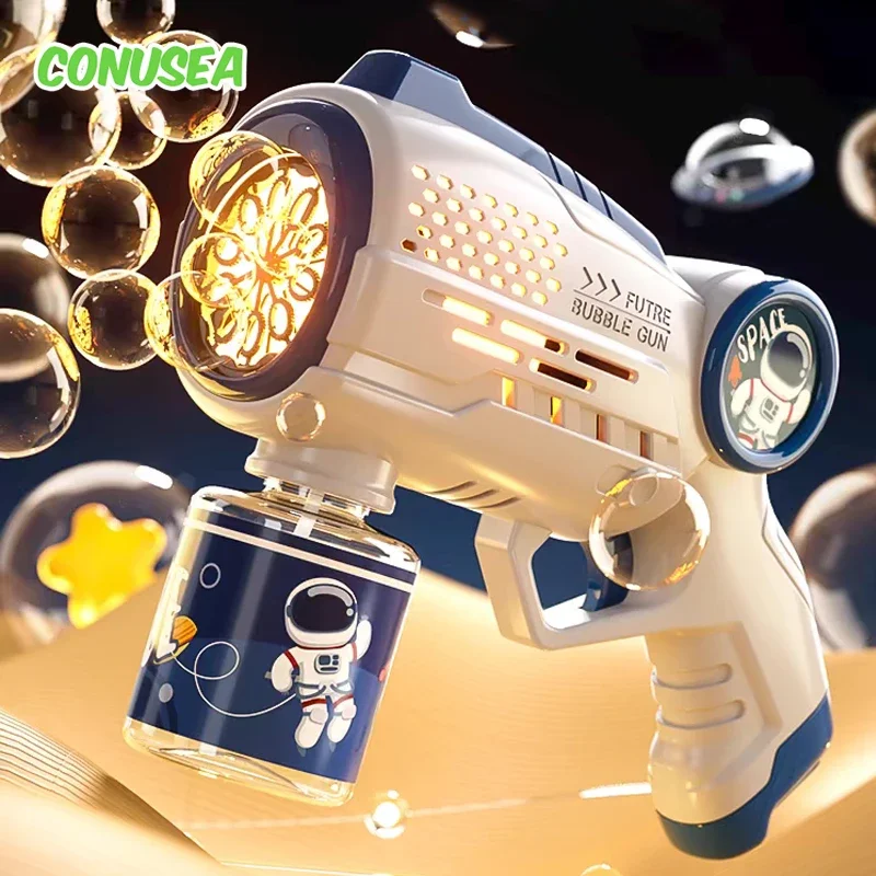 Automatische Bubble Machine Maker Elektrische Ruimte Zeep Bubble Gun Lichten Astronaut Outdoor Games Park Speelgoed voor Kinderen Kindercadeau