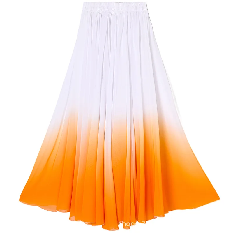 

Новая женская пышная юбка 2026 года для классических танцев, полудлинная, из шифона, с градиентным переходом цвета, длинная юбка, женская одежда