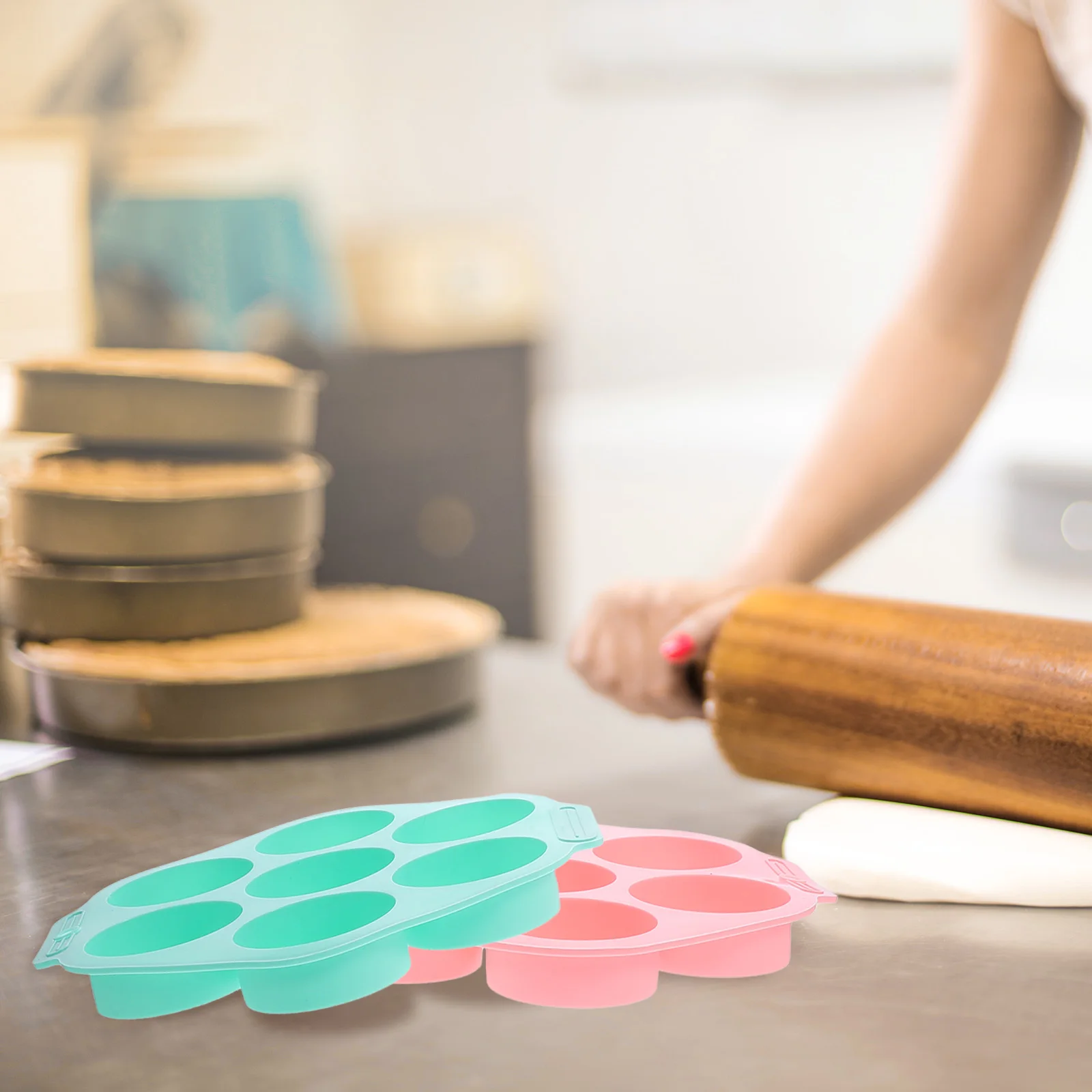 

2 шт. цилиндрическая форма для торта, силиконовая форма для выпечки, круглые формы для конфет, кухонная вечеринка, розовая, зеленая, многоразовая, легко снимаемая форма