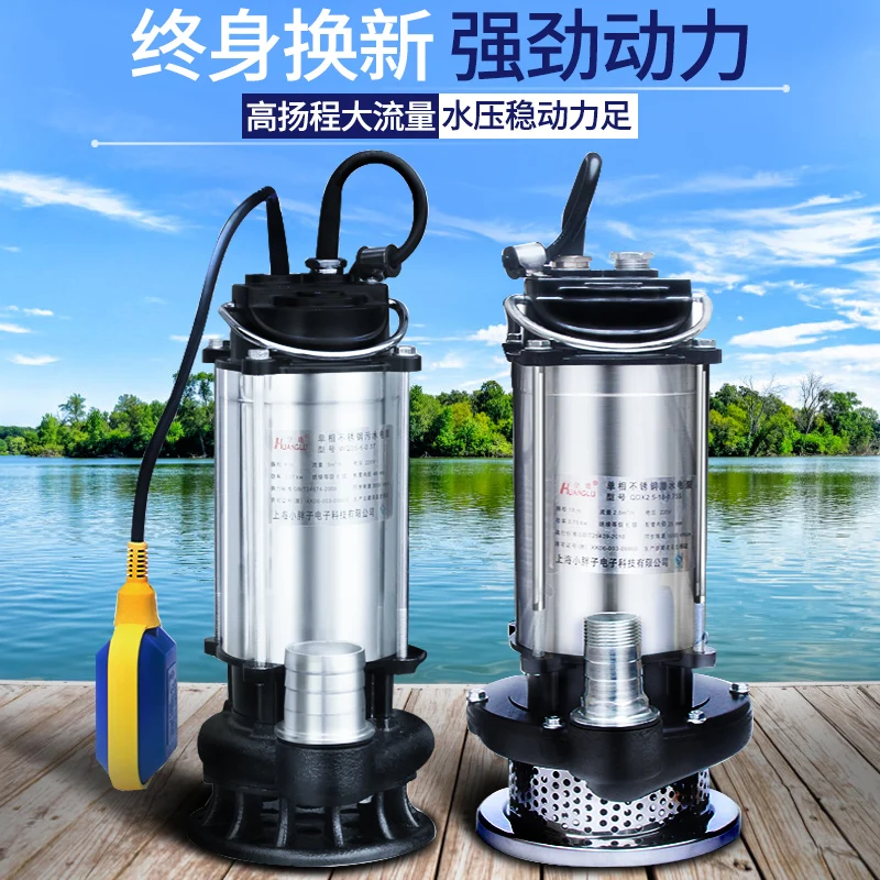 Stainless steel submersible pump 220v with float automatic agricultural irrigation pumping pump pumping machine high lift large