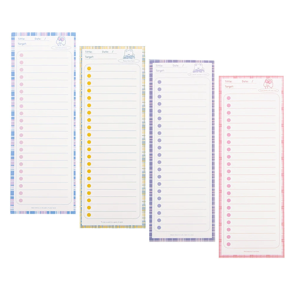 

4Pcs Tearable Memo Pads Portable Notepads Smooth Writing Note Pads for Daily Memo Plan Schedule Recording English Words Notepads
