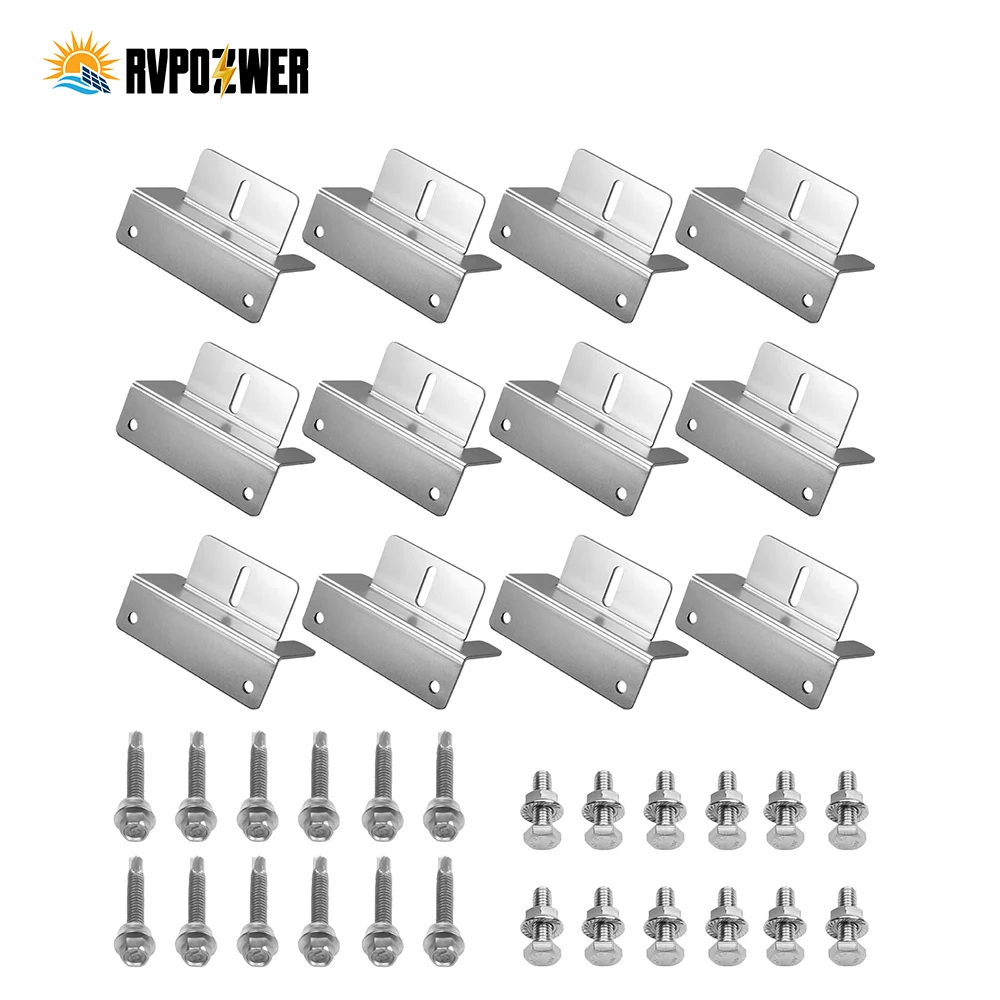 RVPOZWER 12-teiliges Set Solarpanel-Montagehalterungen, leichtes Aluminium, für Dächer, Hinterhöfe, netzunabhängige Anwendungen