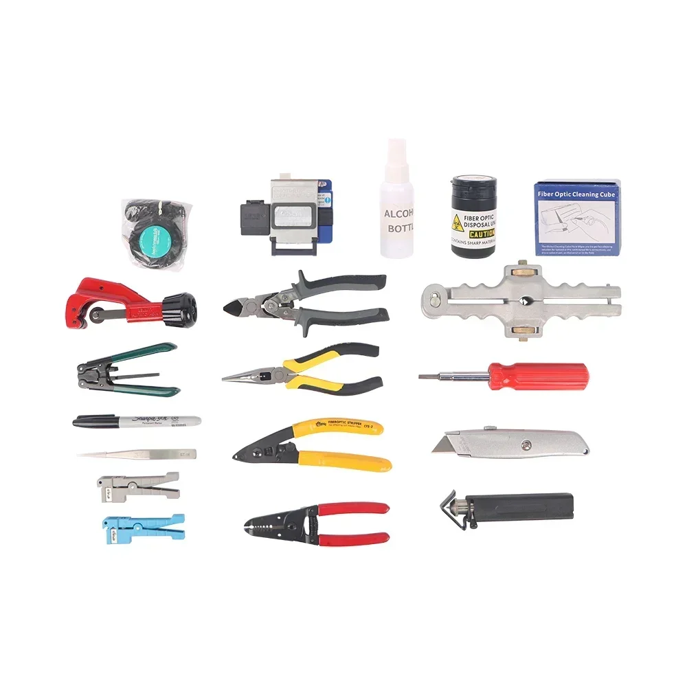 

New FCST210203 Fiber Optic Cable Fusion Splicing Tool Kit Case Including Optical Cable Tube Buffer Stripper And Protective Slee