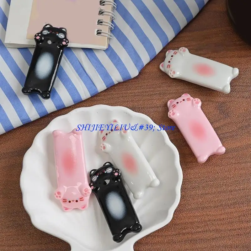 

E21F Resin Hairpin Glittering Kitten Design Secure Clasp Lightweight Comfort Long Wear