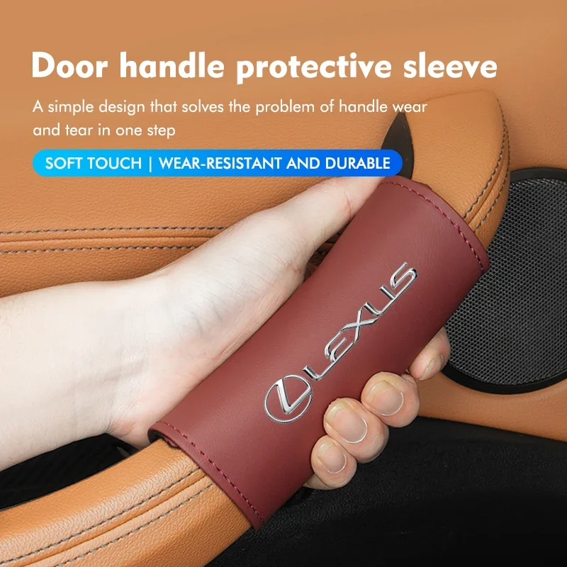 Car Door Inner Handle Protective Leather Anti-Wear Sleeve Decor For Lexus ES350 IS250 IS460 IS220h IS300 LX570 UX250h ES GS