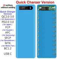 PD QC3.0 Quick Charge Welding Free 10*18650 Battery Storage Box DIY Shell Case 18650 Battery Holder Box Dual USB Power Bank Case