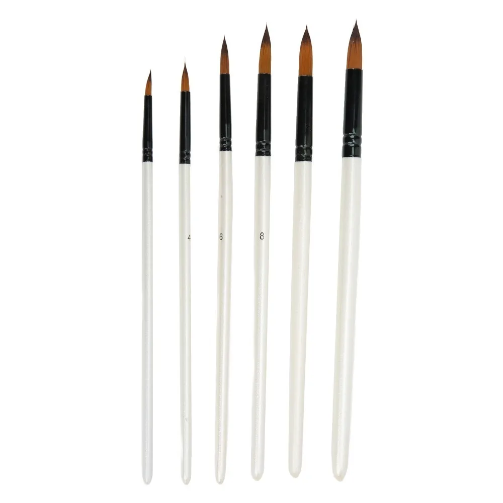 6pcs Ideal 6 Sizes Paint Brush Set Soft Brush Tips Fine Detail Tip Watercolor Brush Set Oil Paint Brush Tips Fine Detail Tip