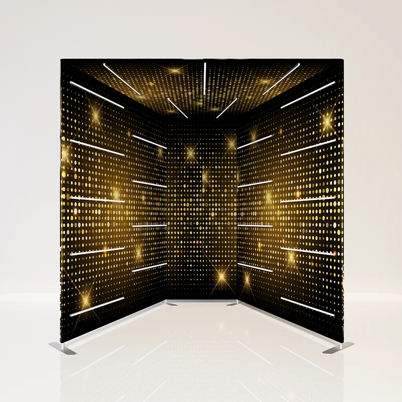 

custom 3 sided camera tension stand background photography backdrops for event photobooth light wall