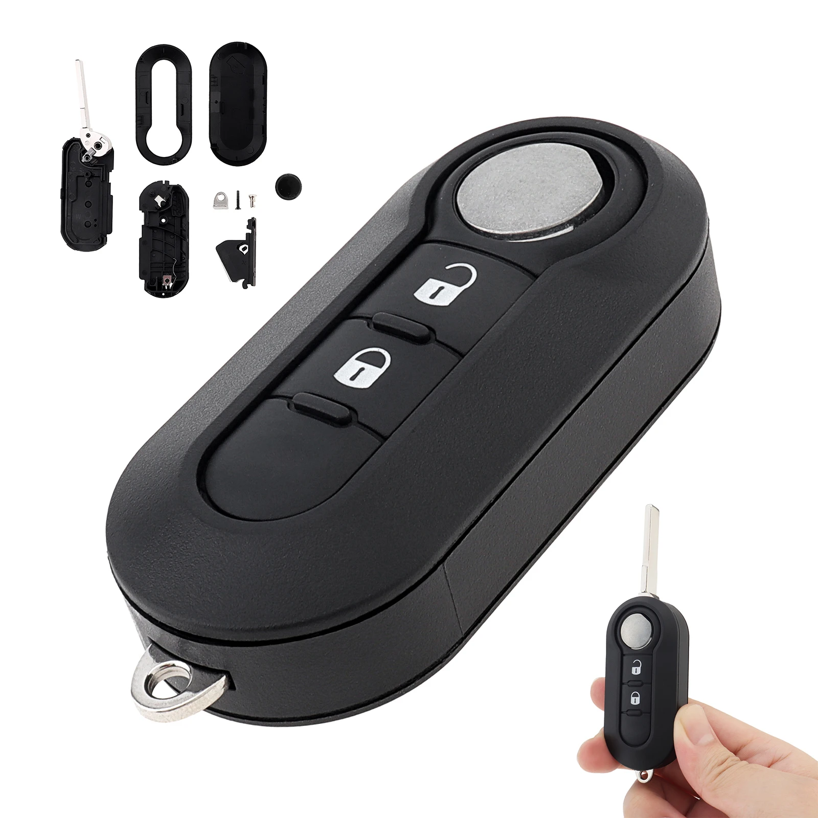 

2 Buttons Car Key Remote Control Folding Housing Replacement Fit for Fiat / DUCATO / Doblo,Wear-resistant Car Key Shell