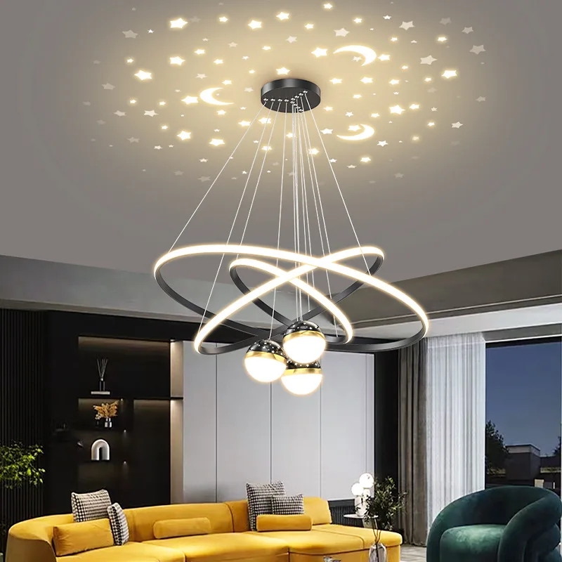 Imagem -02 - Starry Sky Teto Lâmpada Pingente Living Room Lighting Decoration Luxurious Bedroom And Dining Room Decoration