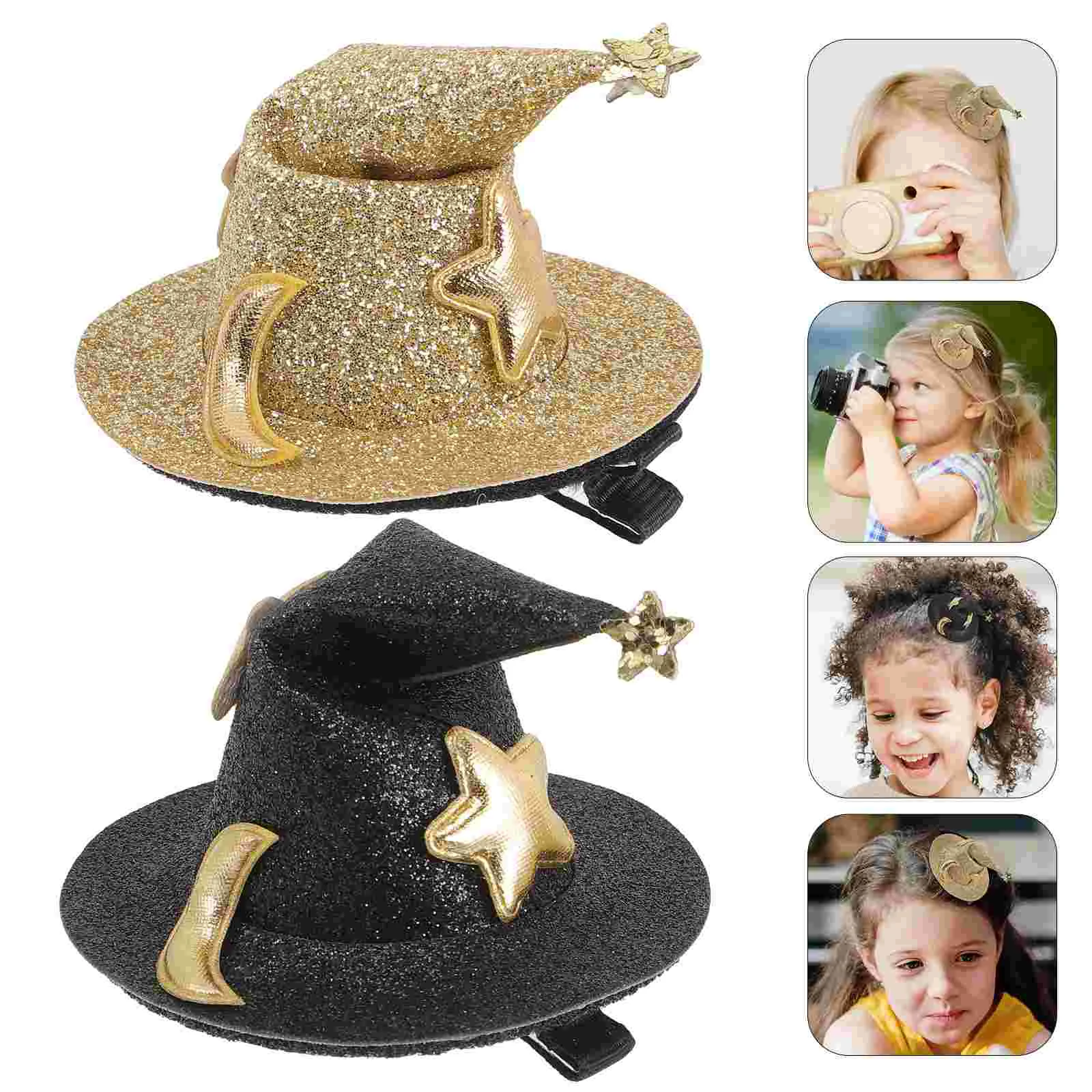 2 Pcs Kids Hair Clips for Girls Pin Halloween Witch Hat Hairpins Props Supply Cosplay Barrette Baby