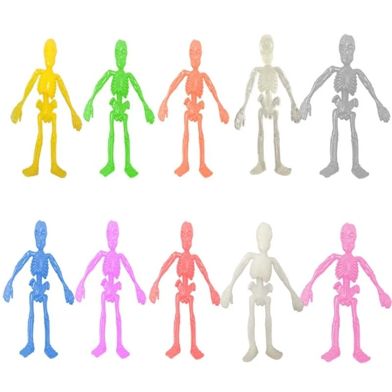 090B 3’’ Stretchy Skeleton Sensory Pressure Relief TPR Toy Zombie Figure for Doll for Kid Adult ADD Autism Therapy 10p