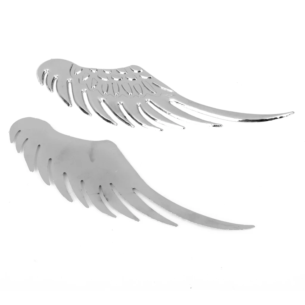 2X 3D Metal Angel Wing Car Decoration Emblem Badge Decal Sticker Silver