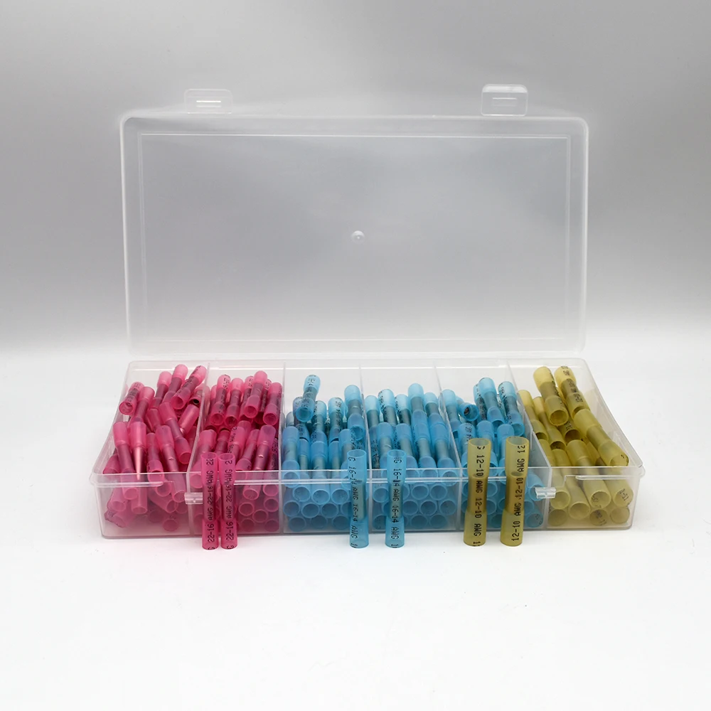 200pcs Heat Shrink Connectors Waterproof Solder Insulated Butt Wire Connectors Crimp Terminals Sleeve Insulator Electrical Cable