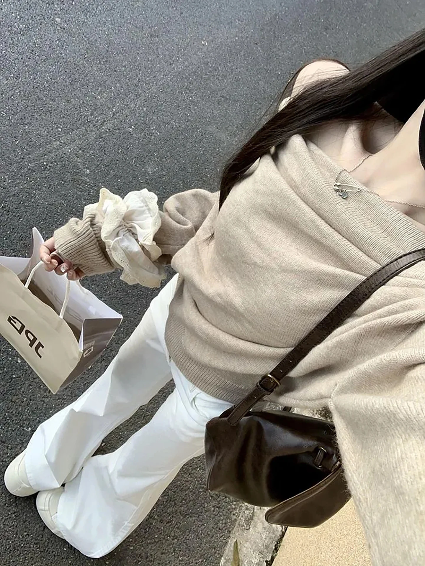 

Осенний вязаный свитер Gentle Aosphere Long Sve, женский свободный утягивающий свитер с косой верхней одеждой в Корейском стиле