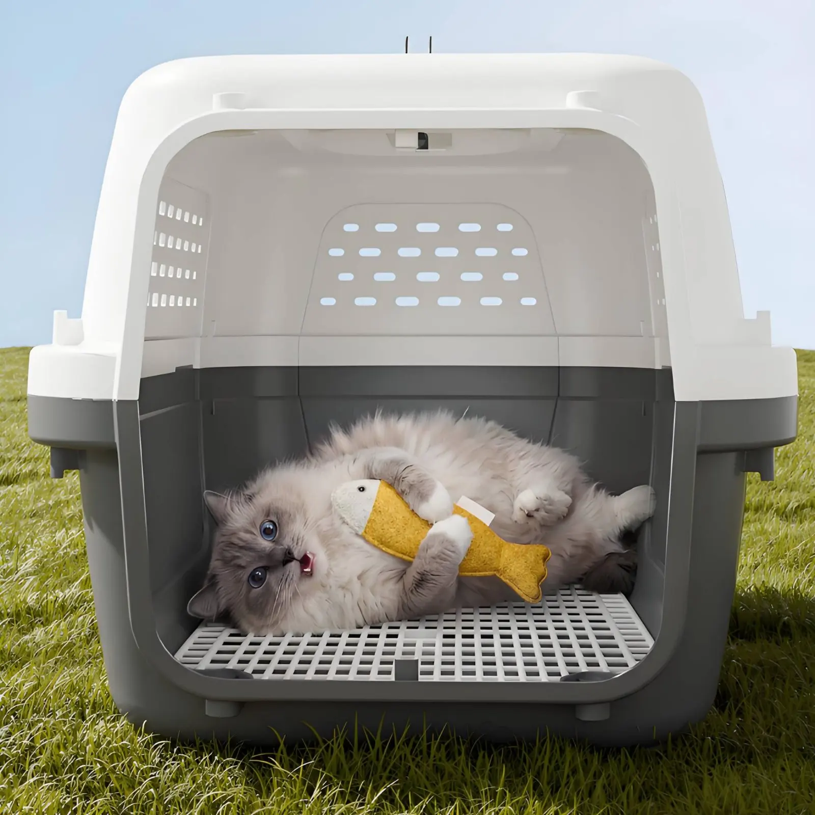 Hard-Shell Pet Carrier Locking Latch Hard Sided Pet Carrier Pet Transport Top-Opening Sturdy