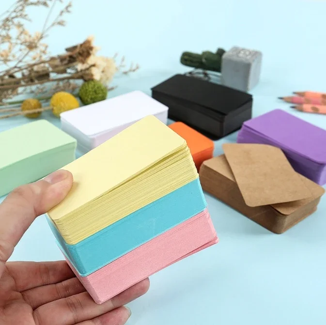 100Pcs 90x54x0.3mm Kraft Paper Card Blank Business Message Note Thank You Writing Label Bookmark Learning