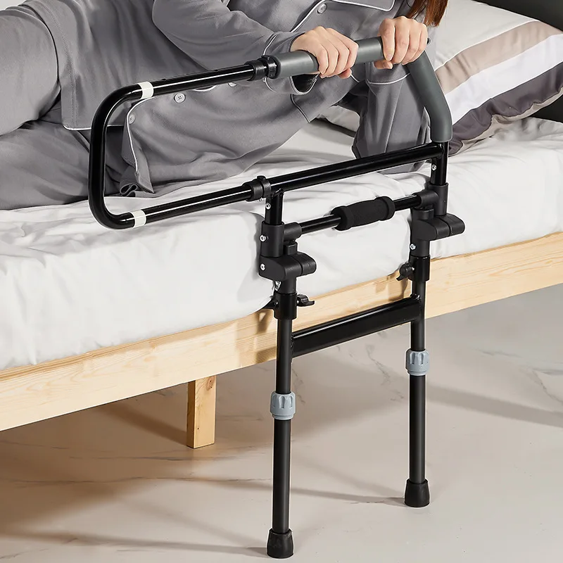 No-Drill Bed Safety Rail, Standing Assist Handle for Elderly, Bedside Guardrail for Fall Prevention, Home Care Mobility Aid Use