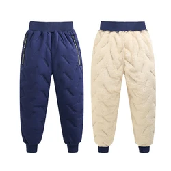 2024 Winter Boys Warm Cotton-Padded Down Pants For Girls Casual Waterproof Thicken Sweatpants Kids Trousers for 3-12 Years