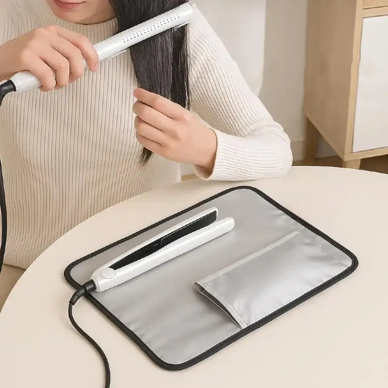 Heat Resistant Flat Iron Case Hair Straightener Mat & Pouch Curling Iron Holder Travel Curling Iron Hair Straightener Organizer