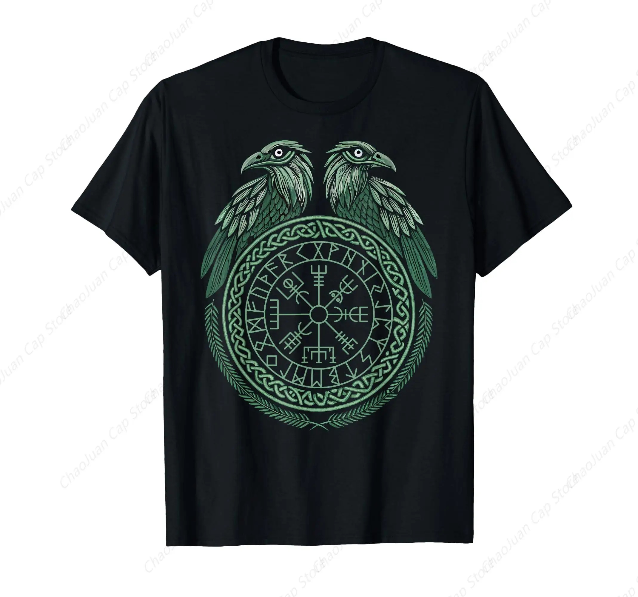 Retro Wikinger Kompass Vegvisir Nordic Rune Raven T-Shirt