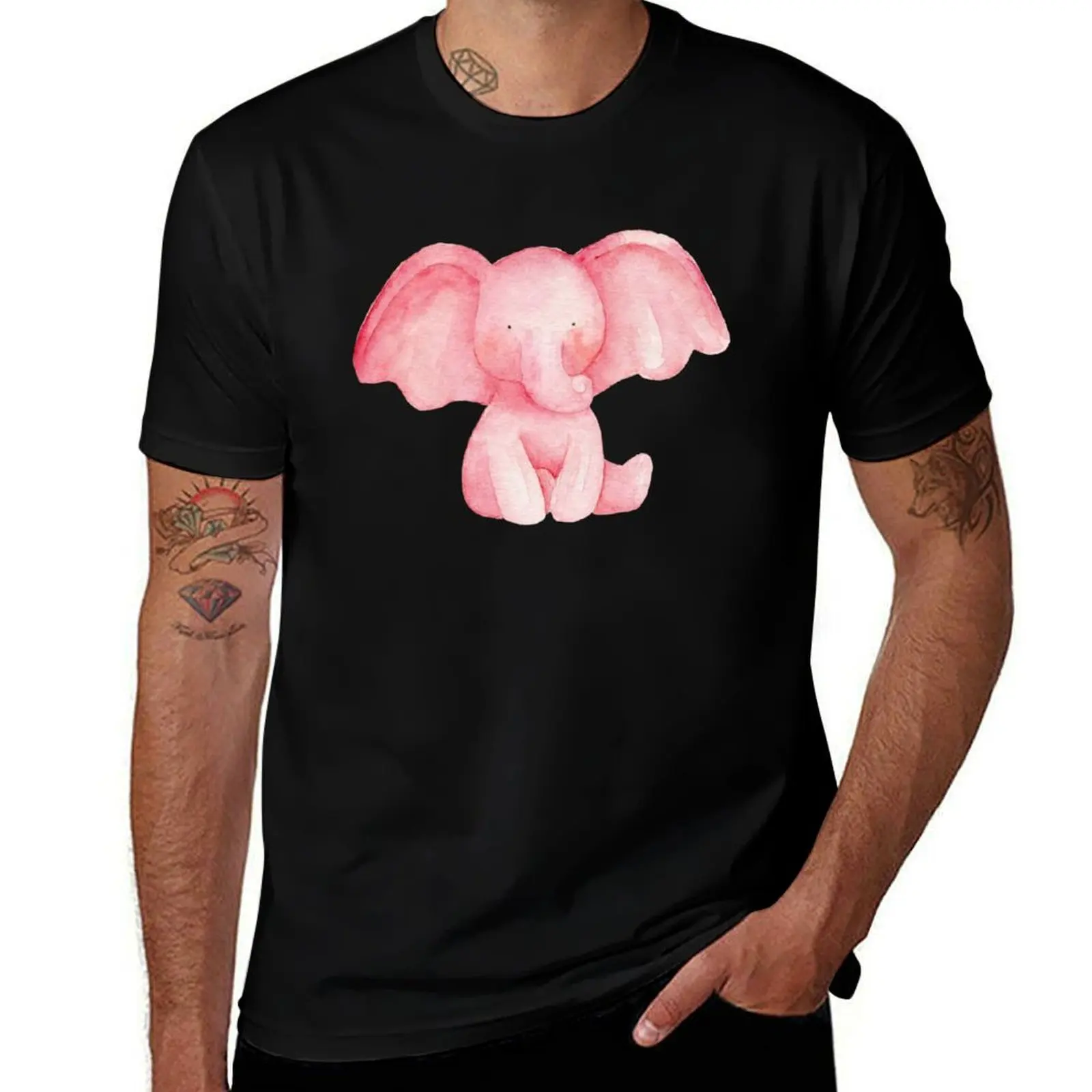 

Cute pink elephant T-Shirt Plus Size Summer Casual T-Shirt
