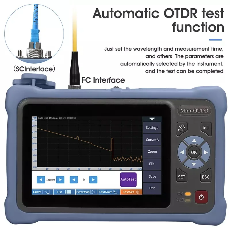 NK4000D 12-in-1 FTTH OTDR 1310/1550nm 26/24dB Optical Time Domain Reflectometer 4.3 Touch Screen OPM VFL RJ45 Tester