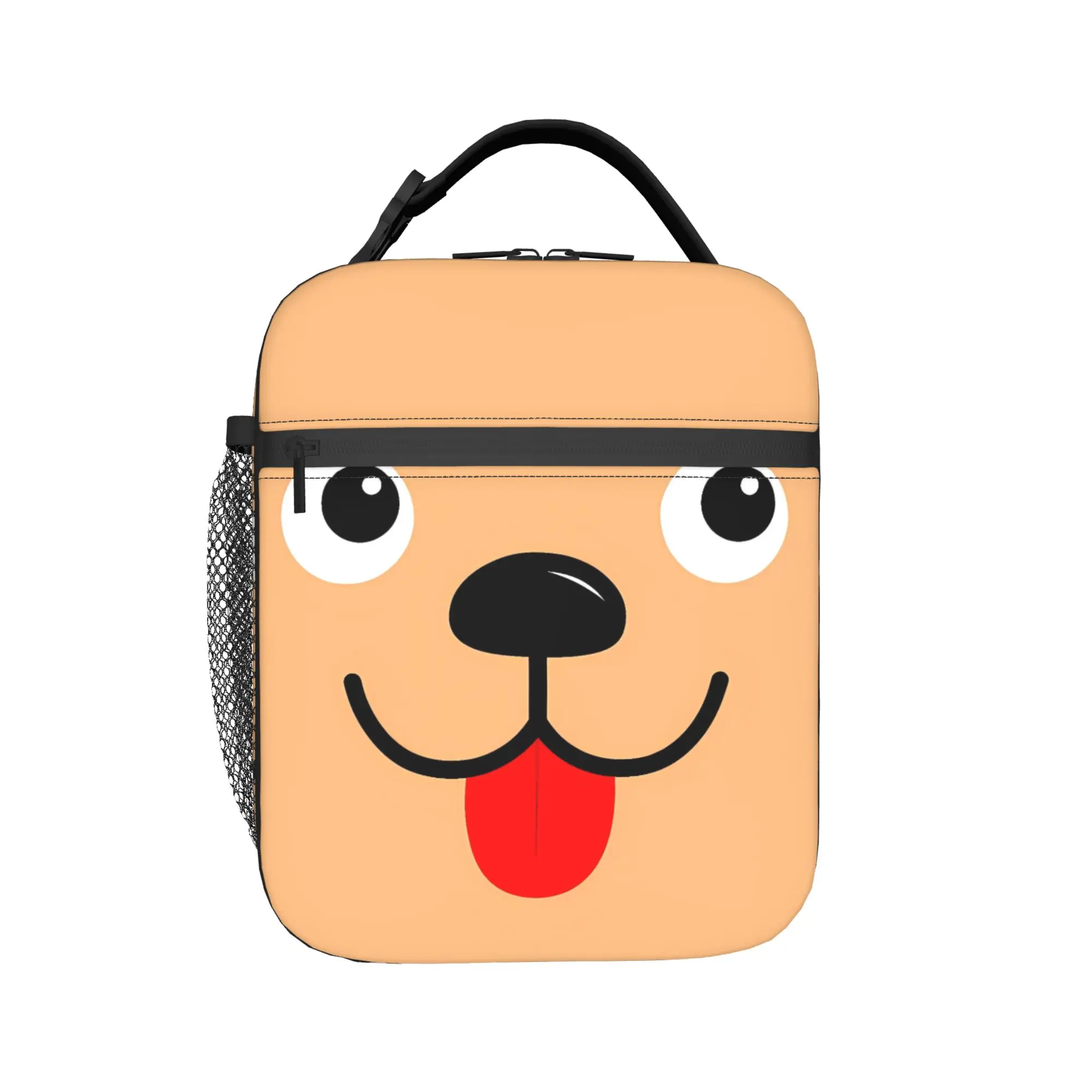 Orange Puppy Face With Red Tongue Out Lunch Bag For Child  Custom Travel Lunch Box Fashion Portable Oxford Cooler Bag