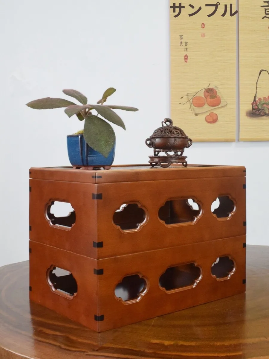 

Qianlong Treasure Chest Extended Tea Set Storage Box Tea Cup Tea Pot Purple Clay Pot Vintage Storage Ra Desktop Tea Cabinet