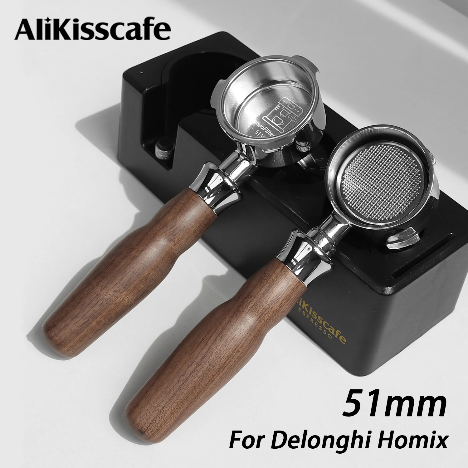 51mm Coffee Bottomless Portafilter Double Spout Delonghi 685 680 9335 220 Homix Espresso Machine Accessories Barista Tools Gifts