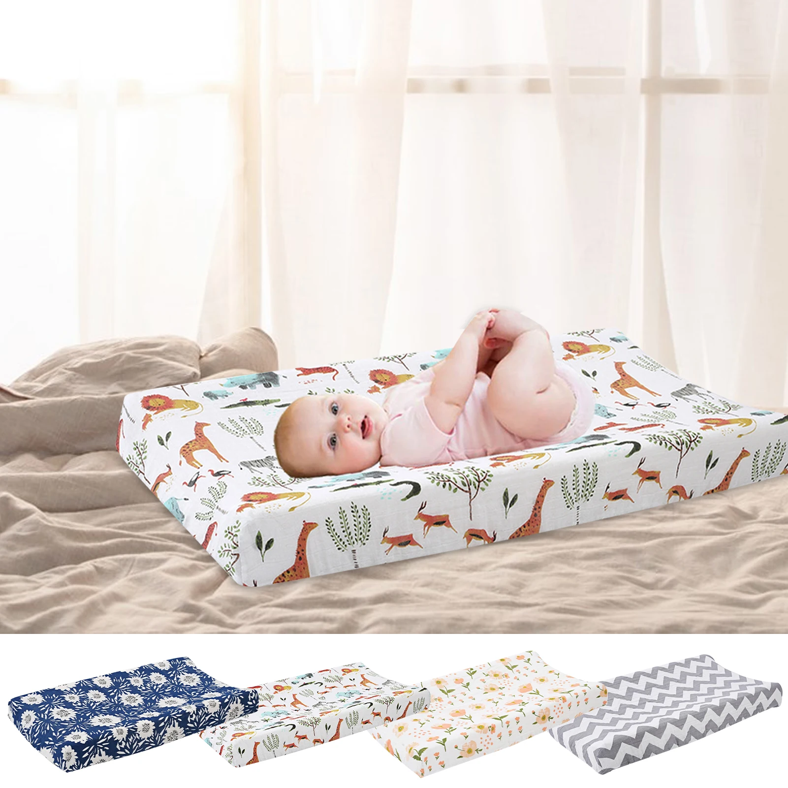 Changing Pad Sheets Cotton Soft Breathable Changing Table Cover Waterproof Cute Print Patterns Diaper Changing Table Covers &