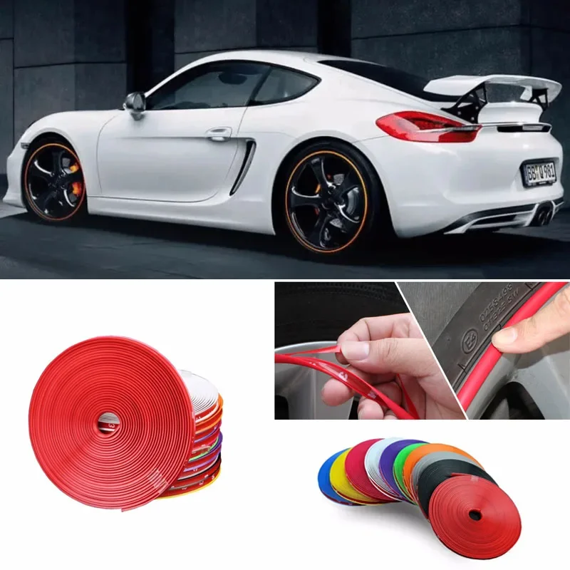 Car 4M / 8M Wheel Hub Decorative Strip Matte Car Wheel Sticker Tire Protection Covers WheelEdge ProtectorCar Rim Decorative Line