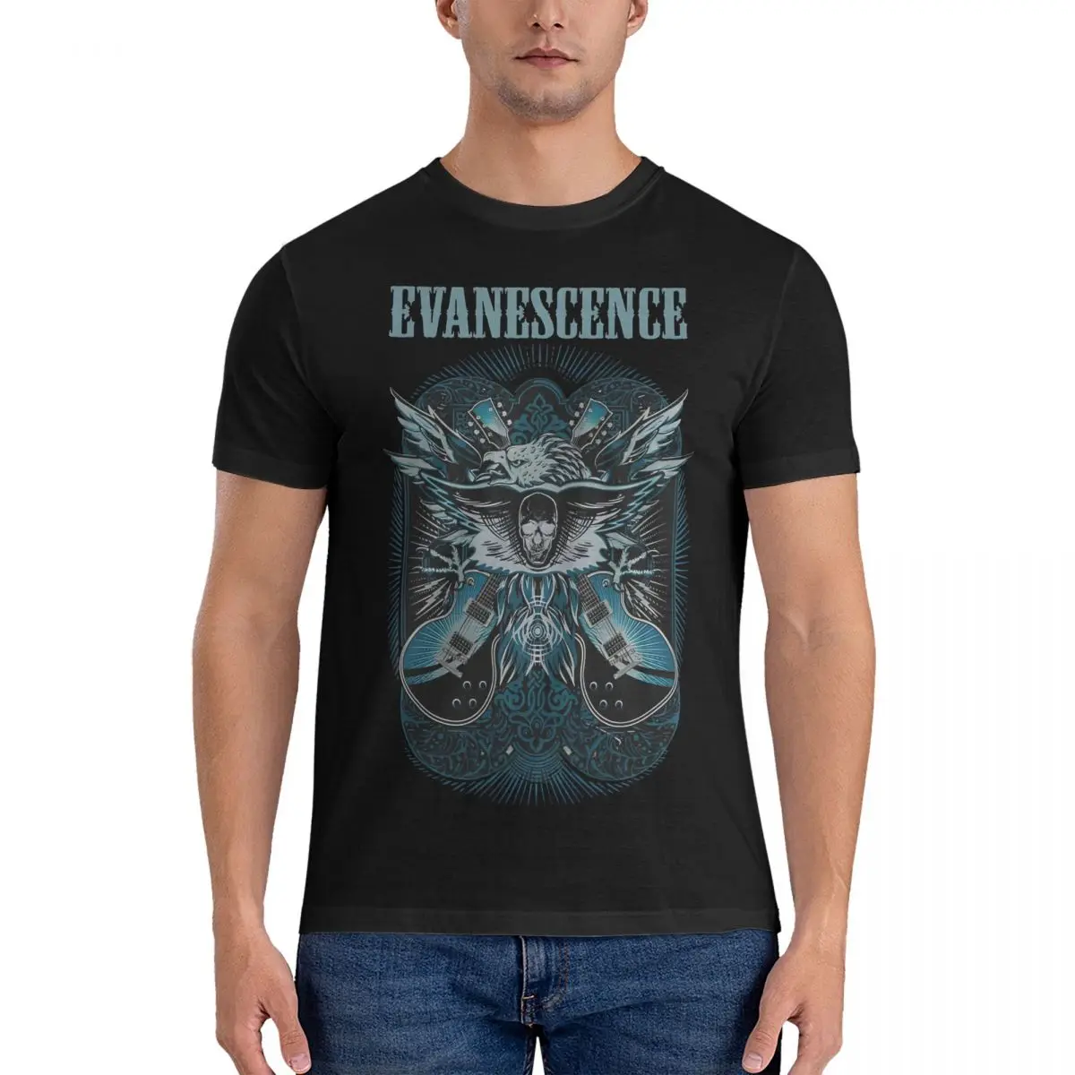 Band Men's T Shirts Amy Lee Evanescence Leisure Tees Short Sleeve Crewneck T-Shirts 100% Cotton Tops fugees official-website