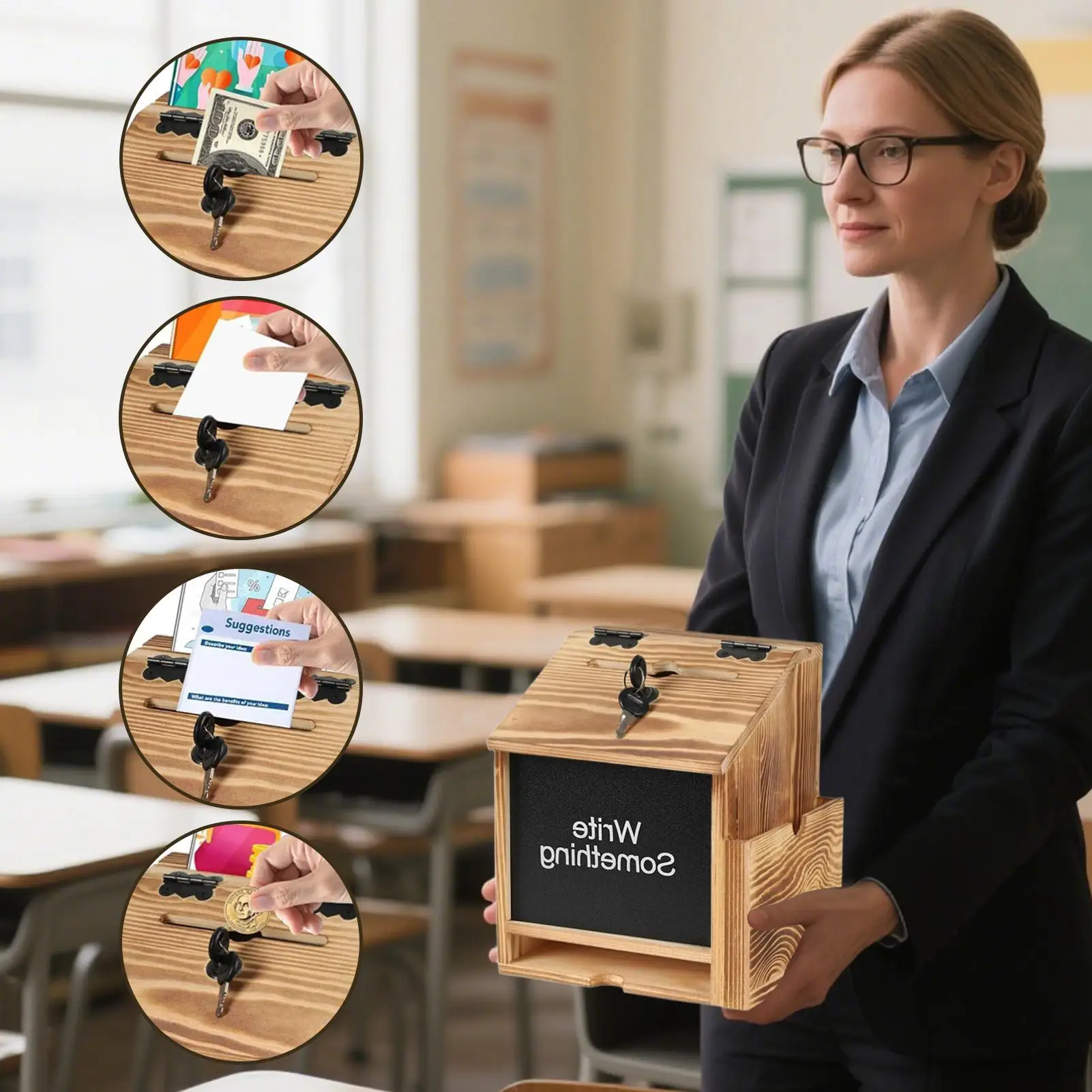 

Коробка для предложений со слотом и замком. Молитвенные коробки для подсчета средств с классной доской. Настенное предложение для подсчета комментариев.